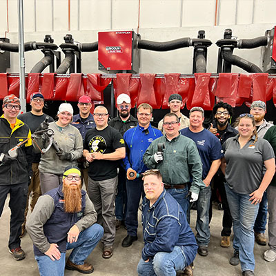 Dynabrade team at vocational school welding